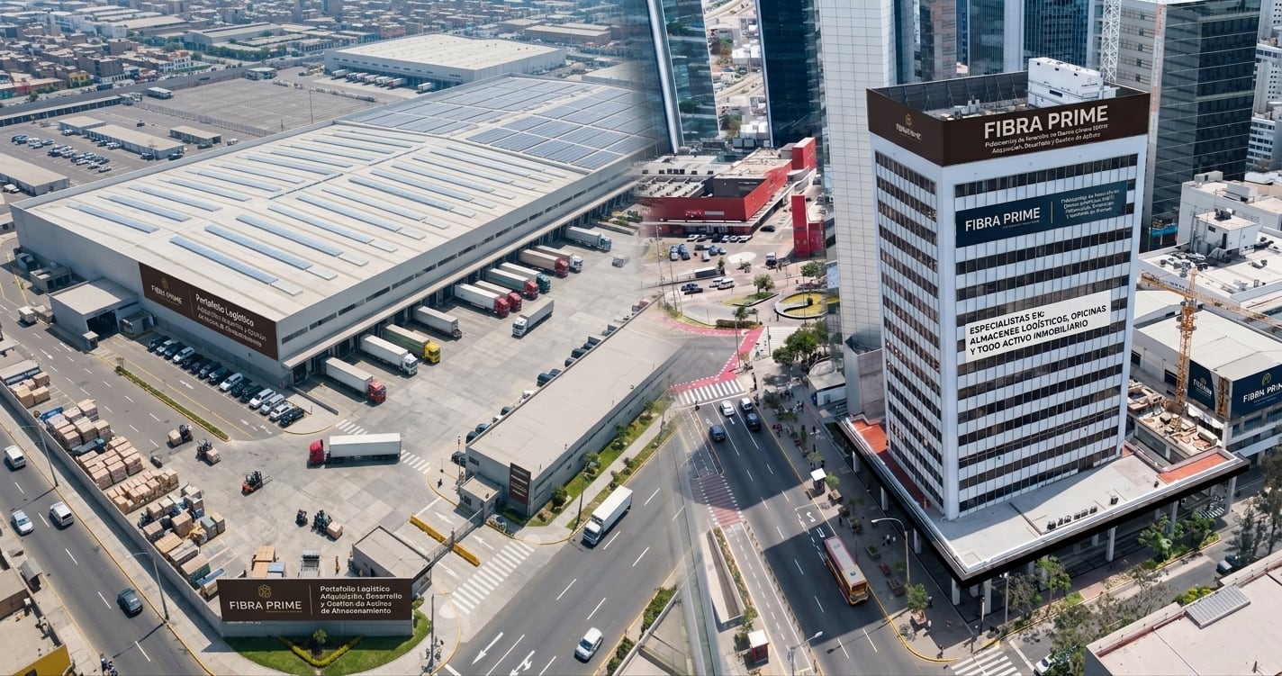 Tras recibir la autorización del Indecopi para comprar el Parque Logístico Lima Sur de Logistic Properties of the Americas (LPA), Fibra Prime vuelve al mercado de capitales en busca de recursos para continuar ampliando su portafolio. Foto: Fibra Prime / Collage