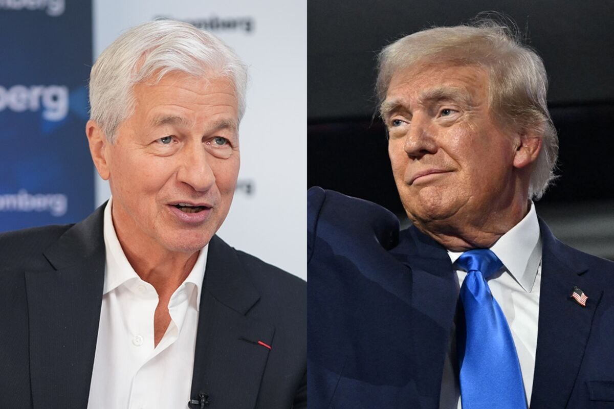 Jamie Dimon y Donald Trump. Fotos: Nathan Laine/Bloomberg y Jim Watson/AFP/Getty Images