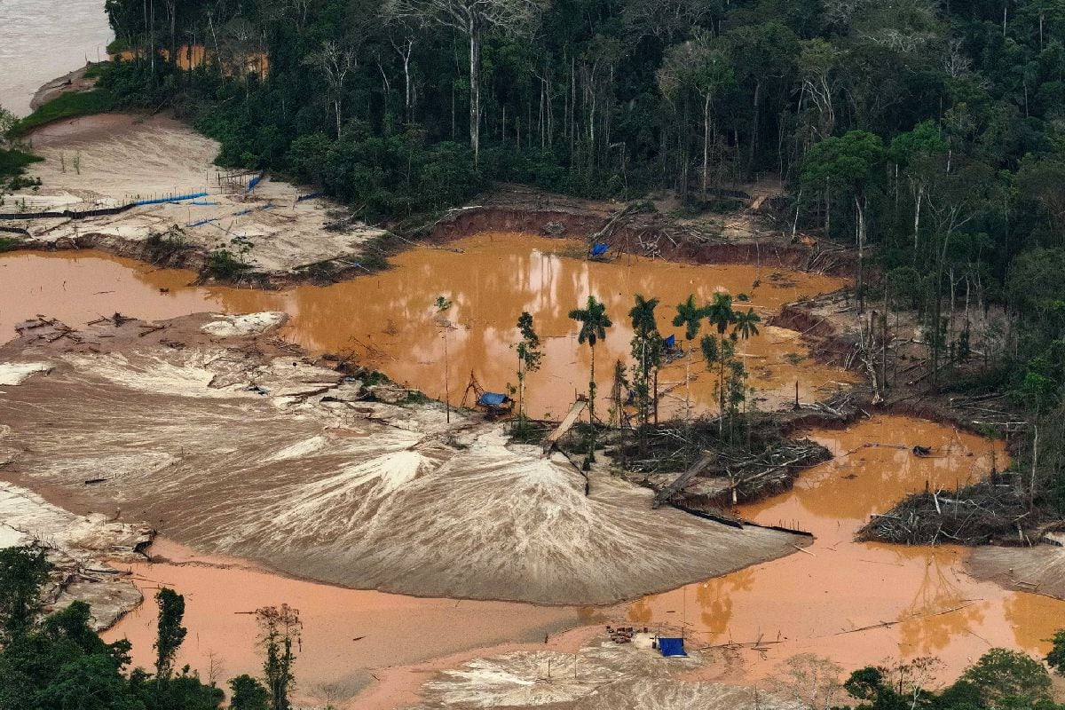 Deforestación provocada por la minería ilegal en la Reserva Nacional de Tambopata.