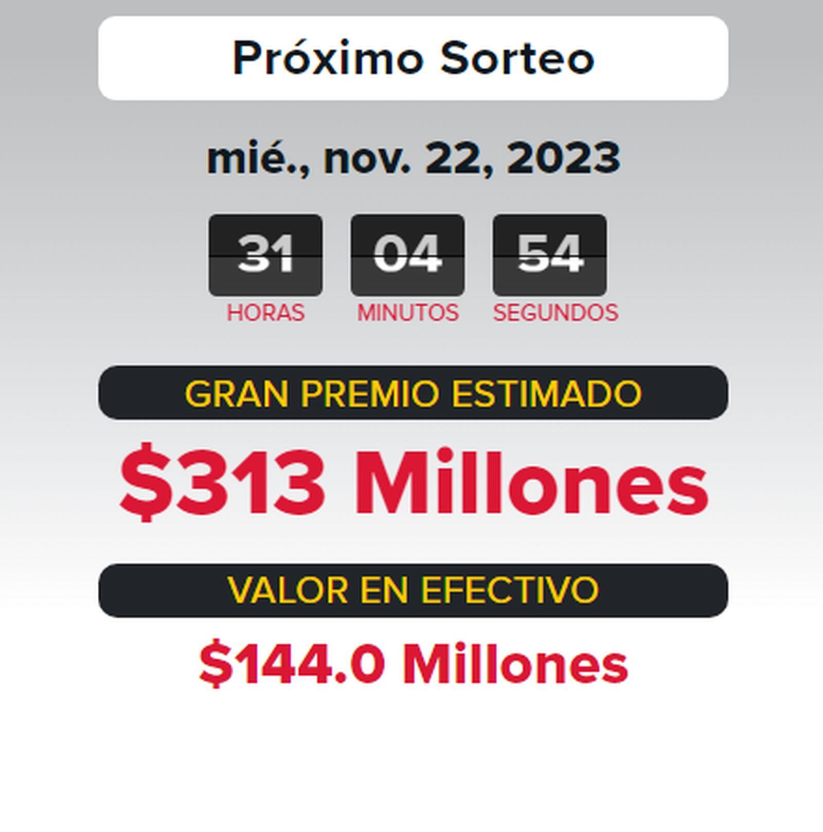 Powerball ofrece 313 millones dólares (Foto: Powerball)