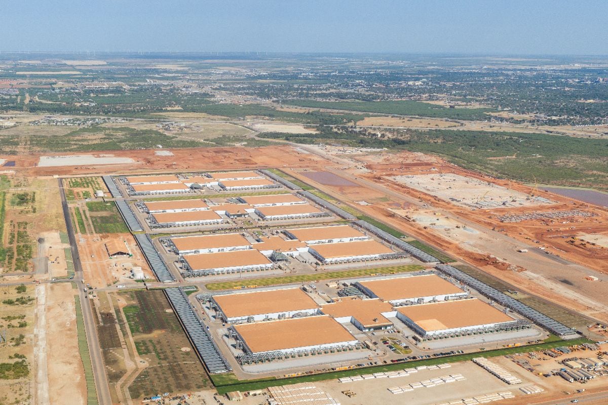 El campus de centros de datos de IA Stargate de Oracle en Abilene, Texas, en agosto.