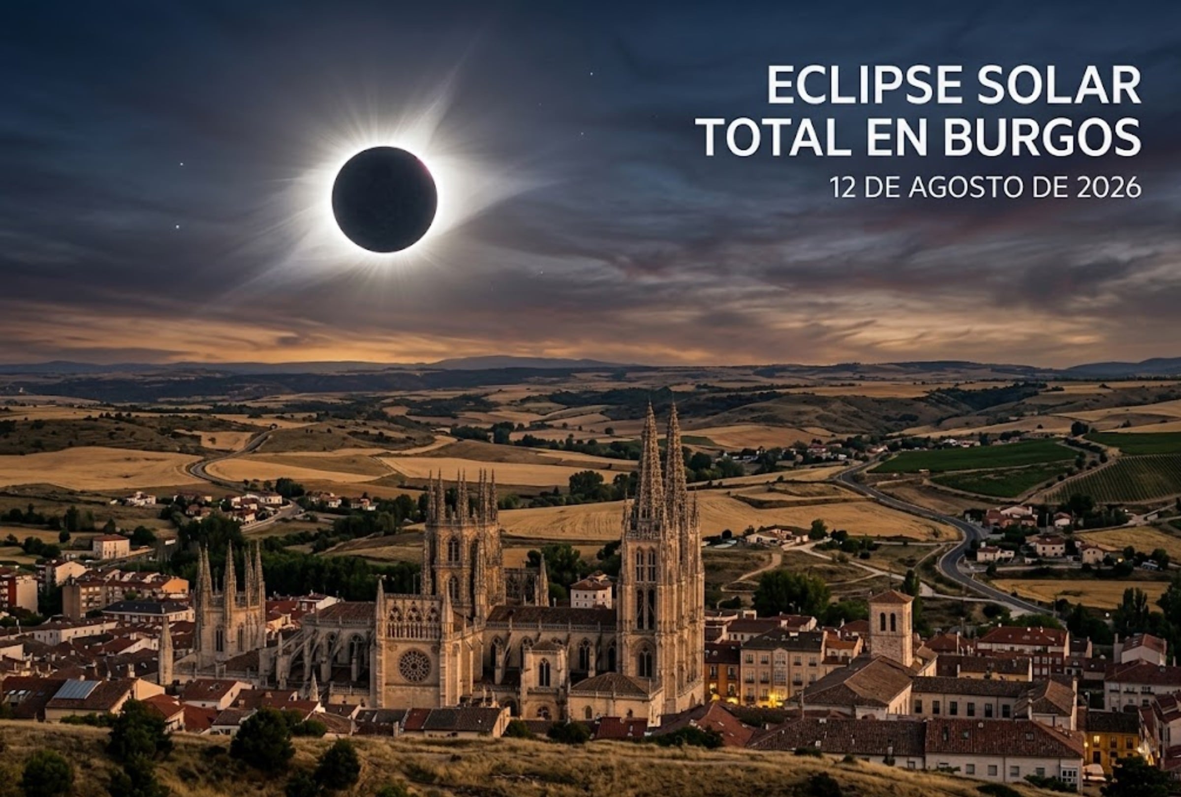 Revisa los mejores lugares para ver el eclipse solar de este miércoles 12 de agosto en Burgos. FOTO: Imagen creada por la IA de Gemini.