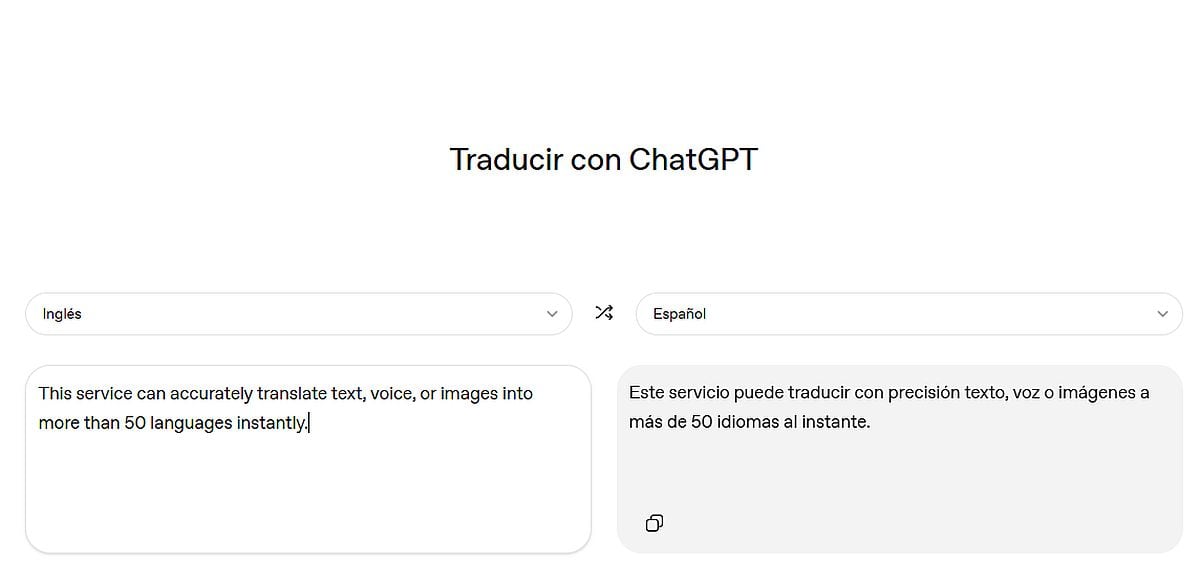 ChatGPT Translate está disponible en la web. (Foto: ChatGPT)