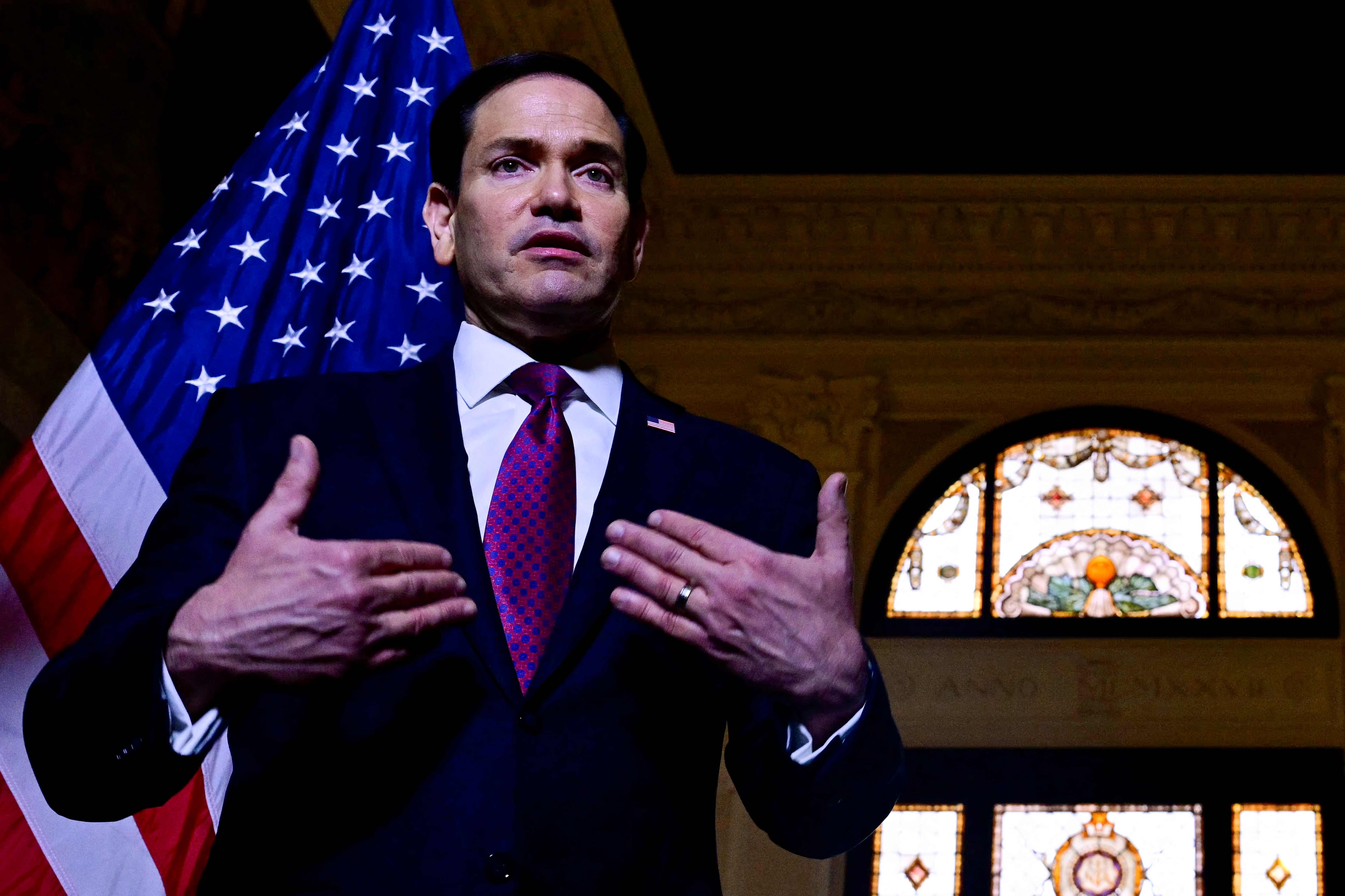 El secretario de Estado de Estados Unidos, Marco Rubio. (Photo by Stefano RELLANDINI / POOL / AFP)