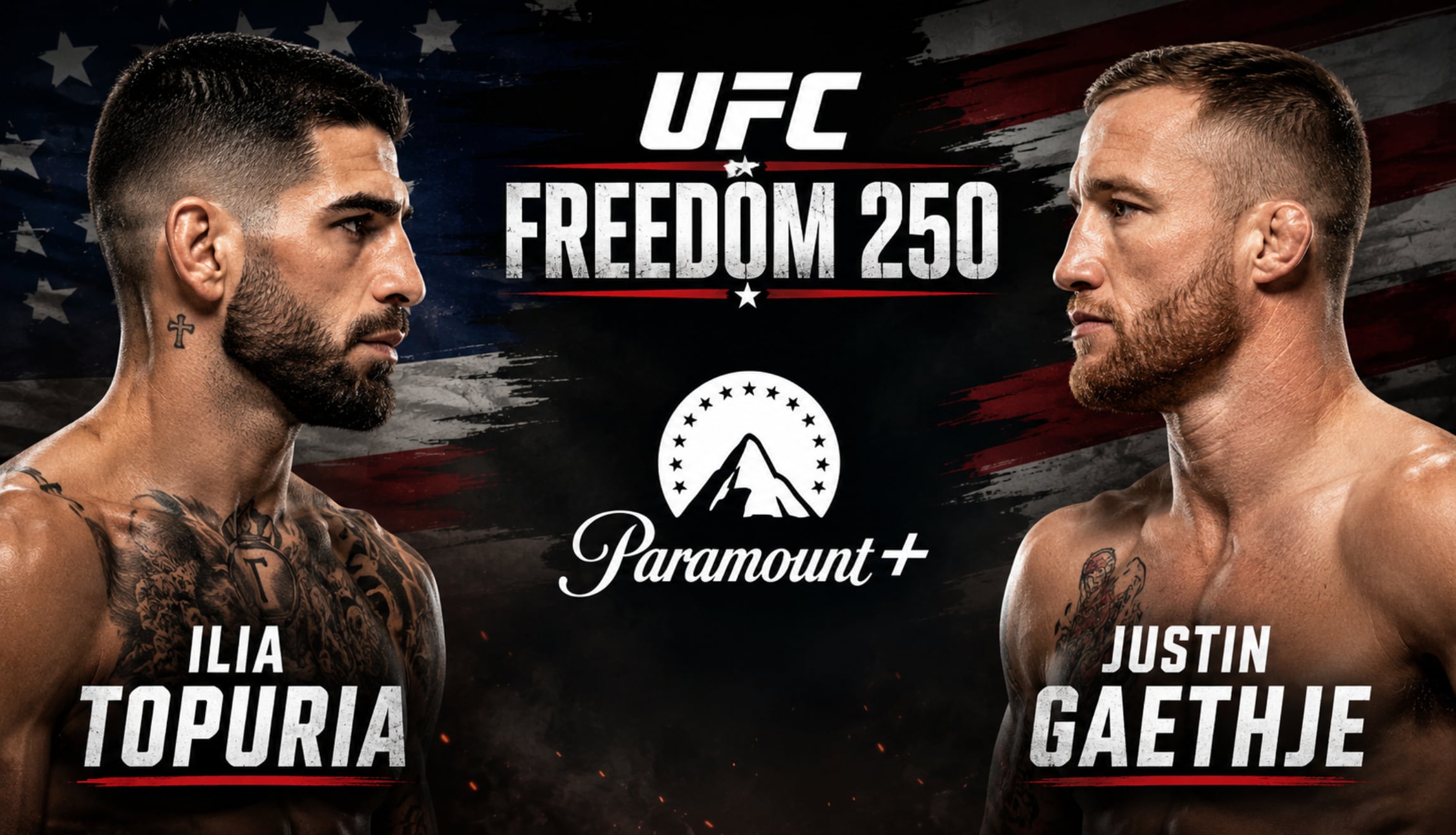 Transmisión de Paramount Plus EN VIVO y EN DIRECTO para ver el evento UFC Freedom 250: Ilia Topuria vs. Justin Gaethje, este domingo 14 de junio, desde la Casa Blanca. (Foto: Imagen creada por Gestión Mix utilizando la IA de Chat GPT)
