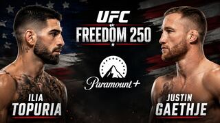 Paramount Plus televisó las peleas del UFC Freedom 250: Ilia Topuria vs. Justin Gaethje (15/06/2026)