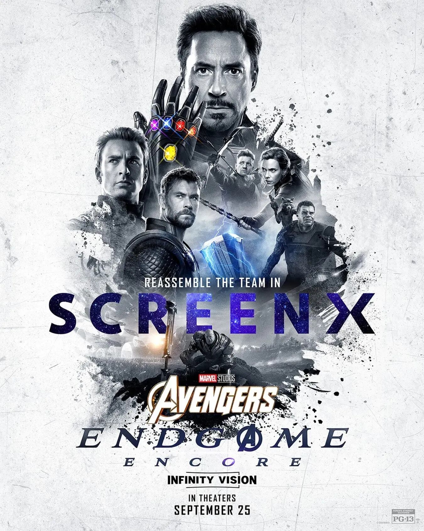 El póster promocional de "Avengers: Endgame Encore", un reestreno cinematográfico especial en formato ScreenX (Foto: Marvel Studios / Walt Disney Pictures)