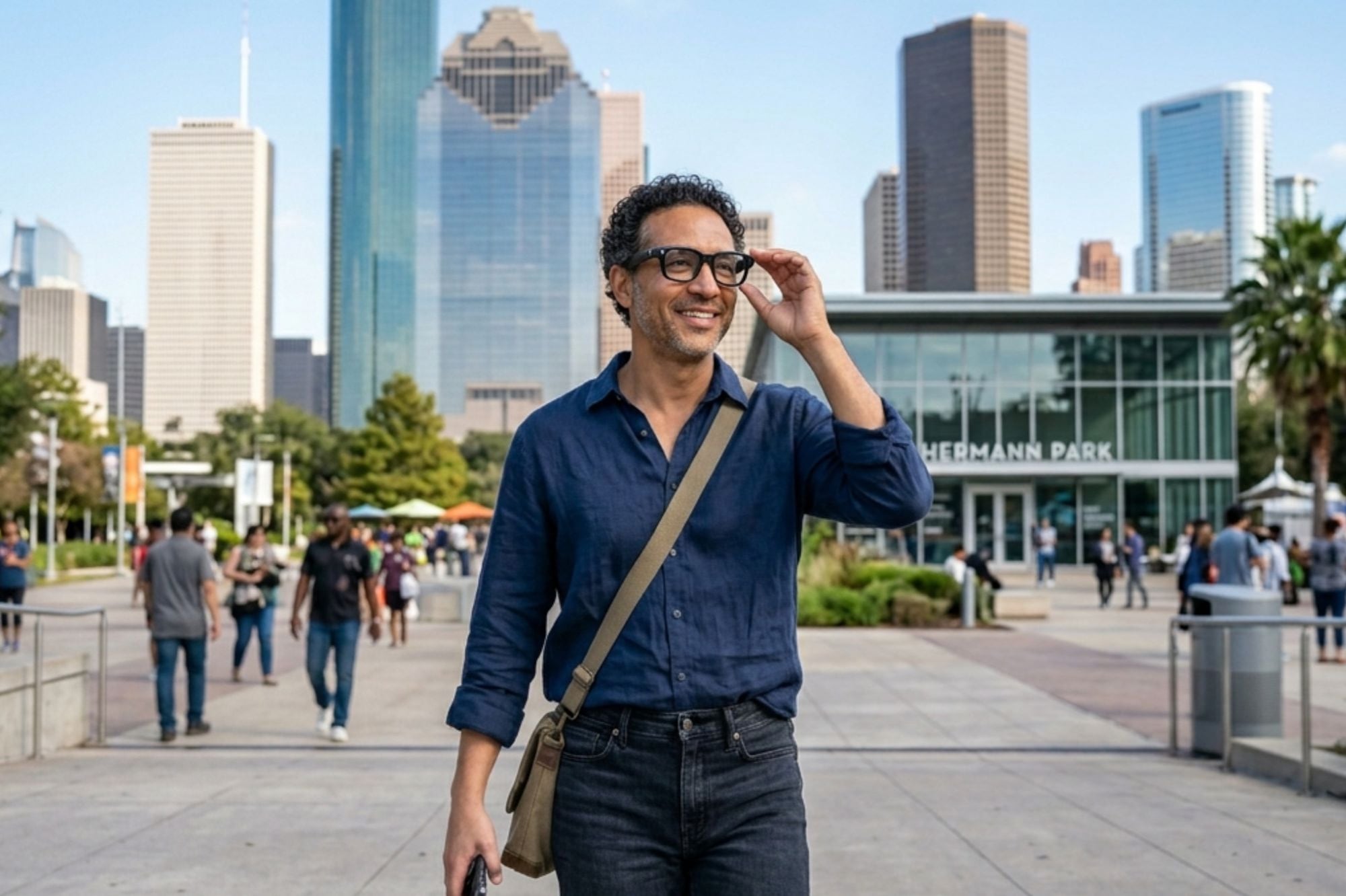 Una persona utilizando "lentes inteligentes". Meta lanzó en colaboración con Ray-Ban sus gafas Smart en 2023. La Fiscalía de Texas investiga si estos lentes, que incorporan IA vulneran las leyes de privacidad del estado. (Foto: Imagen creada por El Comercio MAG usando Gemini)