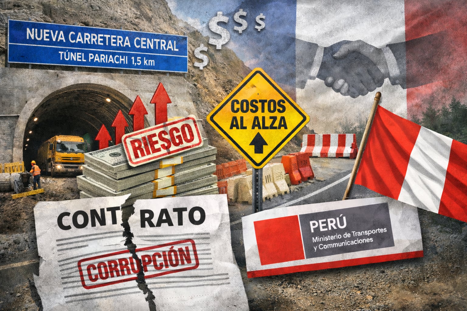 Frente a estas contigencias, ya desde el gobierno de José Jerí se anunció un crédito suplementario que, tras la asunción de Balcázar, se mantiene como promesa para reactivar obras. Fotocomposición: ChatGPT, Alessandro Azurín, Diario Gestión.