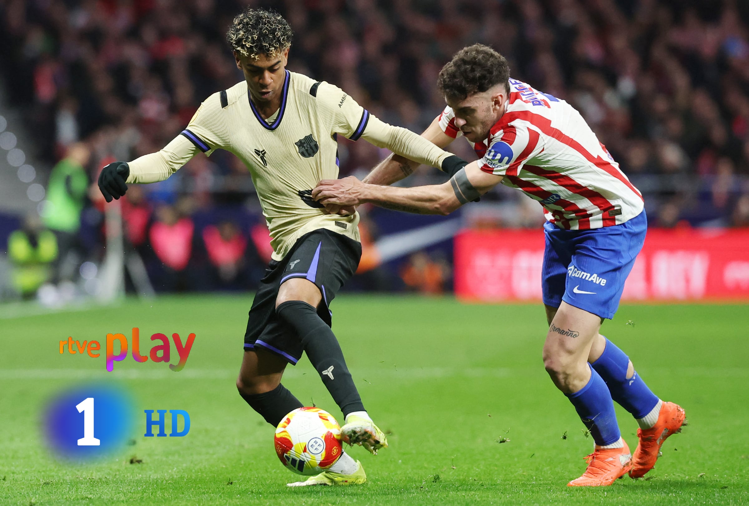 BARCELONA (ESPAÑA), 03/03/2026.- Cobertura oficial de TVE La 1 HD y RTVE Play EN DIRECTO ONLINE para ver el partido entre FC Barcelona y Atlético de Madrid este martes 3 de marzo por la vuelta de la semifinal de la Copa del Rey 2026 desde el estadio Spotify Camp Nou de Barcelona. FOTO DE PIERRE-PHILIPPE MARCOU PARA AFP