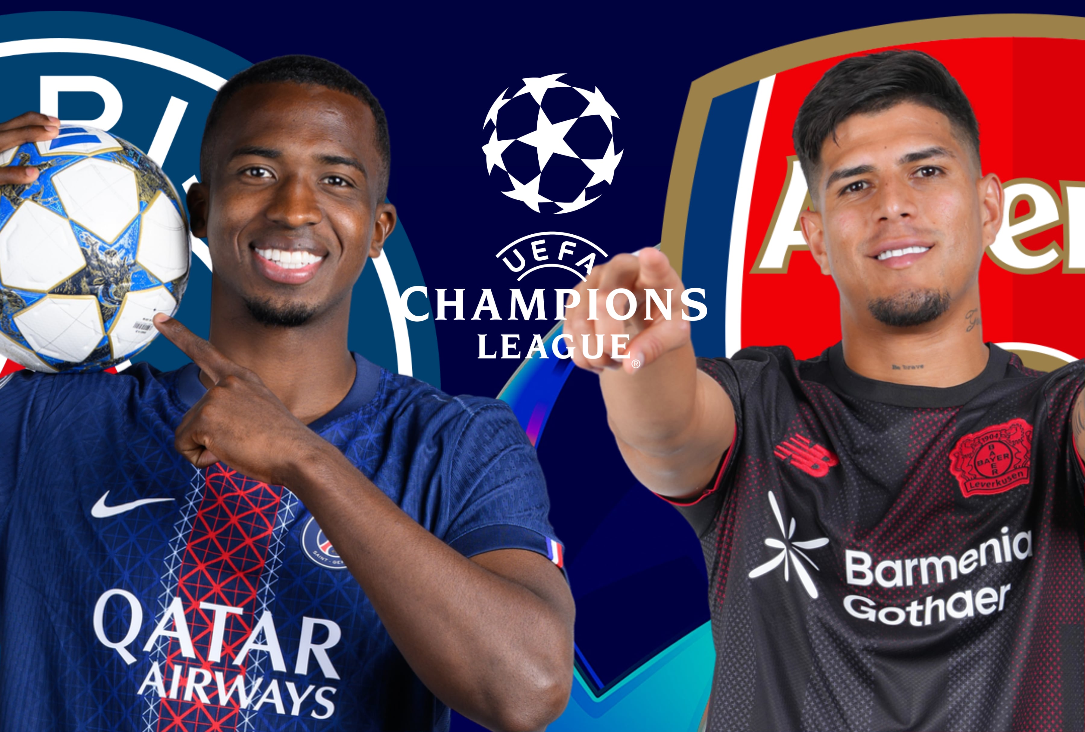 Los defensores ecuatorianos Piero Hincapié y Willian Pacho se verán las caras en el partido entre PSG y Arsenal por la final de la Champions League 2026. Revise los detalles, el marcador y el resumen del encuentro aquí. | Crédito: uefa.com / Composición Mag