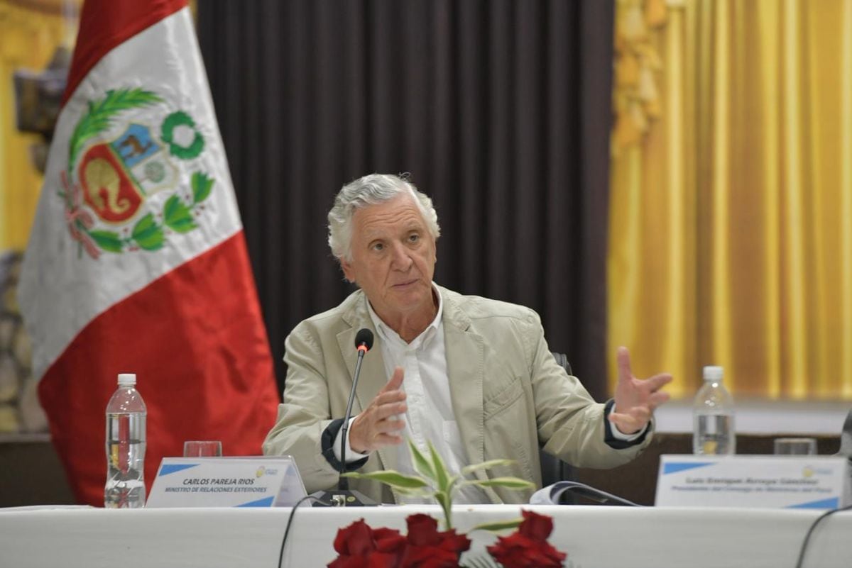 El canciller Carlos Pareja advirtió sobre redes que engañan a jóvenes peruanos con ofertas laborales para llevarlos a Rusia. Foto: Cancillería.