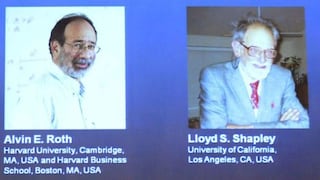 Estadounidenses Roth y Shapley ganan premio Nobel Economía 2012