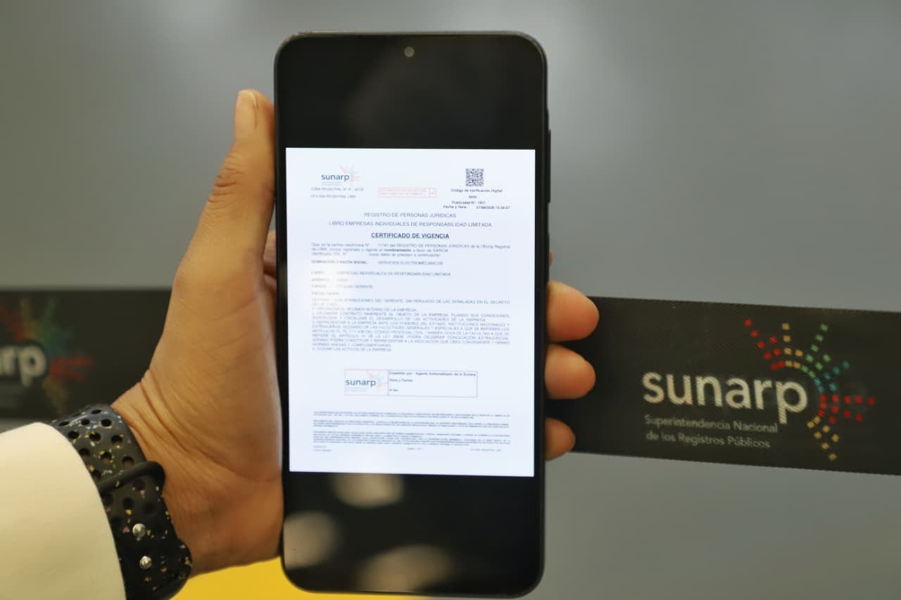 Nuevo servicio permitirá obtener el Certificado de Vigencia de Poder de Personas Jurídicas de manera automatizada, sin crear usuario ni contraseña y con firma digital de la Sunarp. Foto: SUNARP