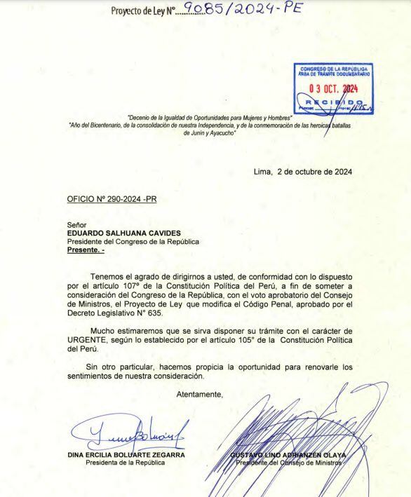 Proyecto de terrorismo urbano presentado por el Gobierno.