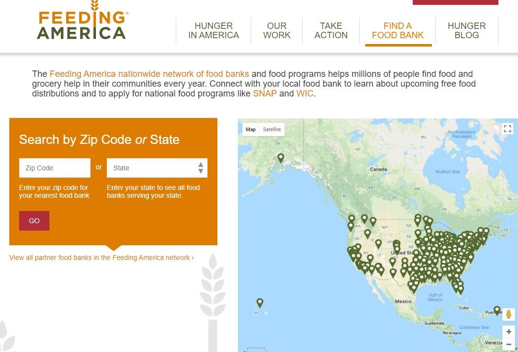 Portal Feeding América para encontrar banco de alimentos (Foto: Feeding América)