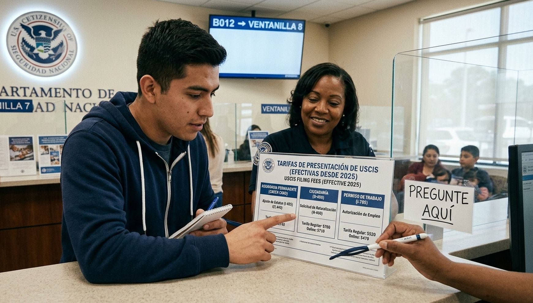 USCIS establece tarifas diferentes para cada trámite migratorio. Conoce cuánto deberás pagar por la residencia permanente, la naturalización y el permiso de empleo, además de los formularios que tienen un precio menor al presentarse por internet (Foto: Imagen creada por Gestión MIX usando Gemini)