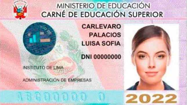 carnet de medio pasaje para institutos. Foto: Minedu