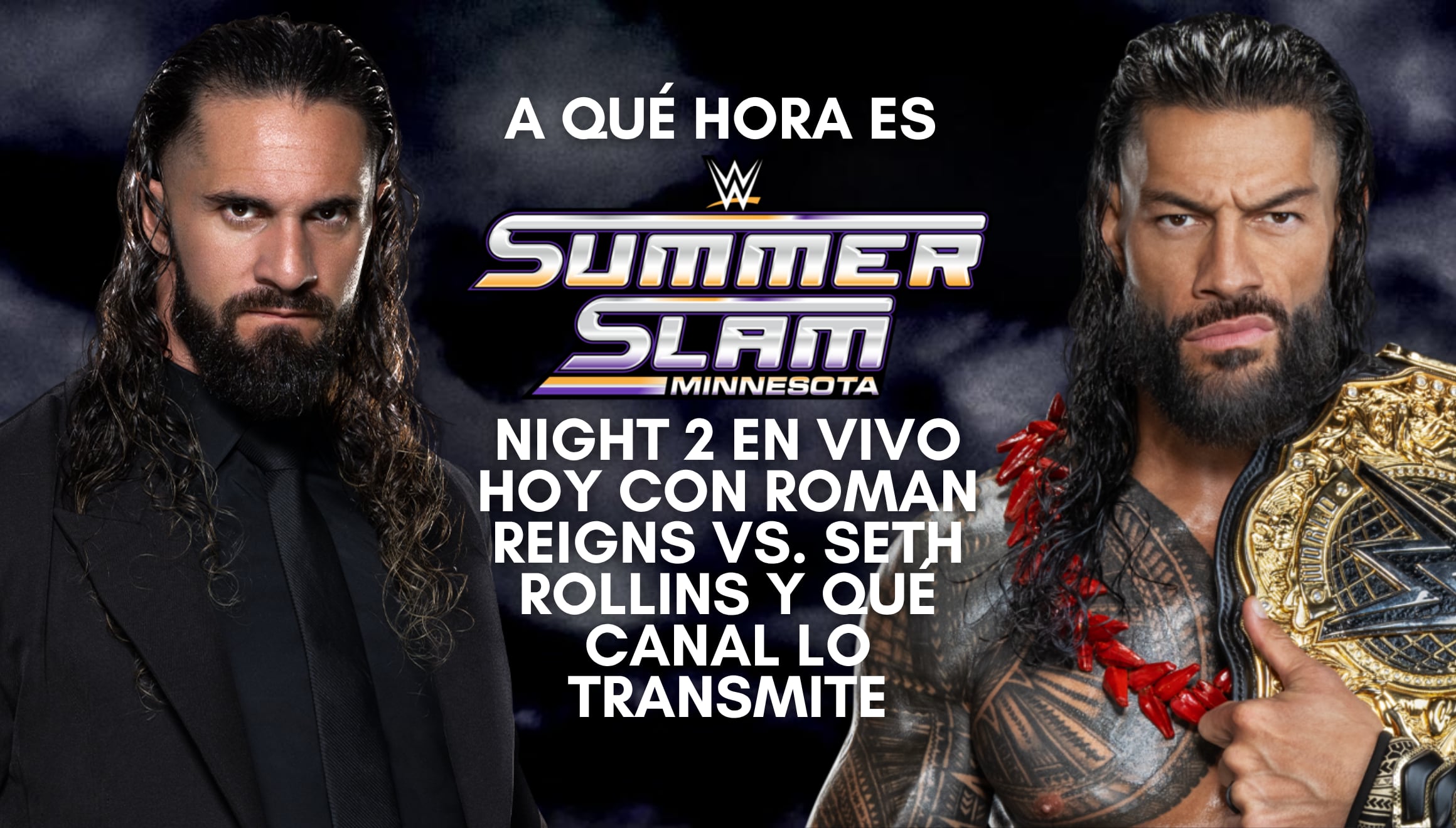 Interfaz de emisión en directo para seguir online la segunda fecha de WWE SummerSlam 2026, con el enfrentamiento estelar entre Roman Reigns y Seth Rollins desde cualquier plataforma. | Crédito: wwe.com / Composición Gestión Mix