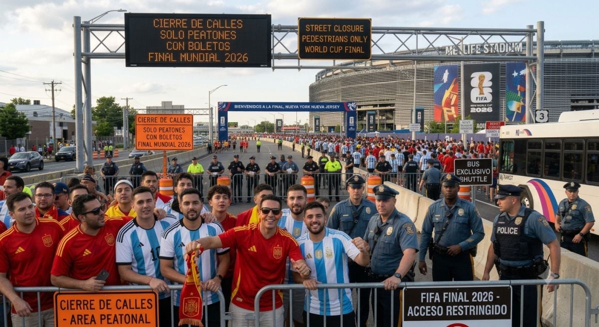Con trenes especiales y un flujo inédito de hinchas rumbo al MetLife, el entorno de Penn Station será uno de los puntos más sensibles de la ciudad, con cierres viales y prioridad absoluta para el transporte público (Foto: Imagen creada por Gestión MIX usando Gemini)