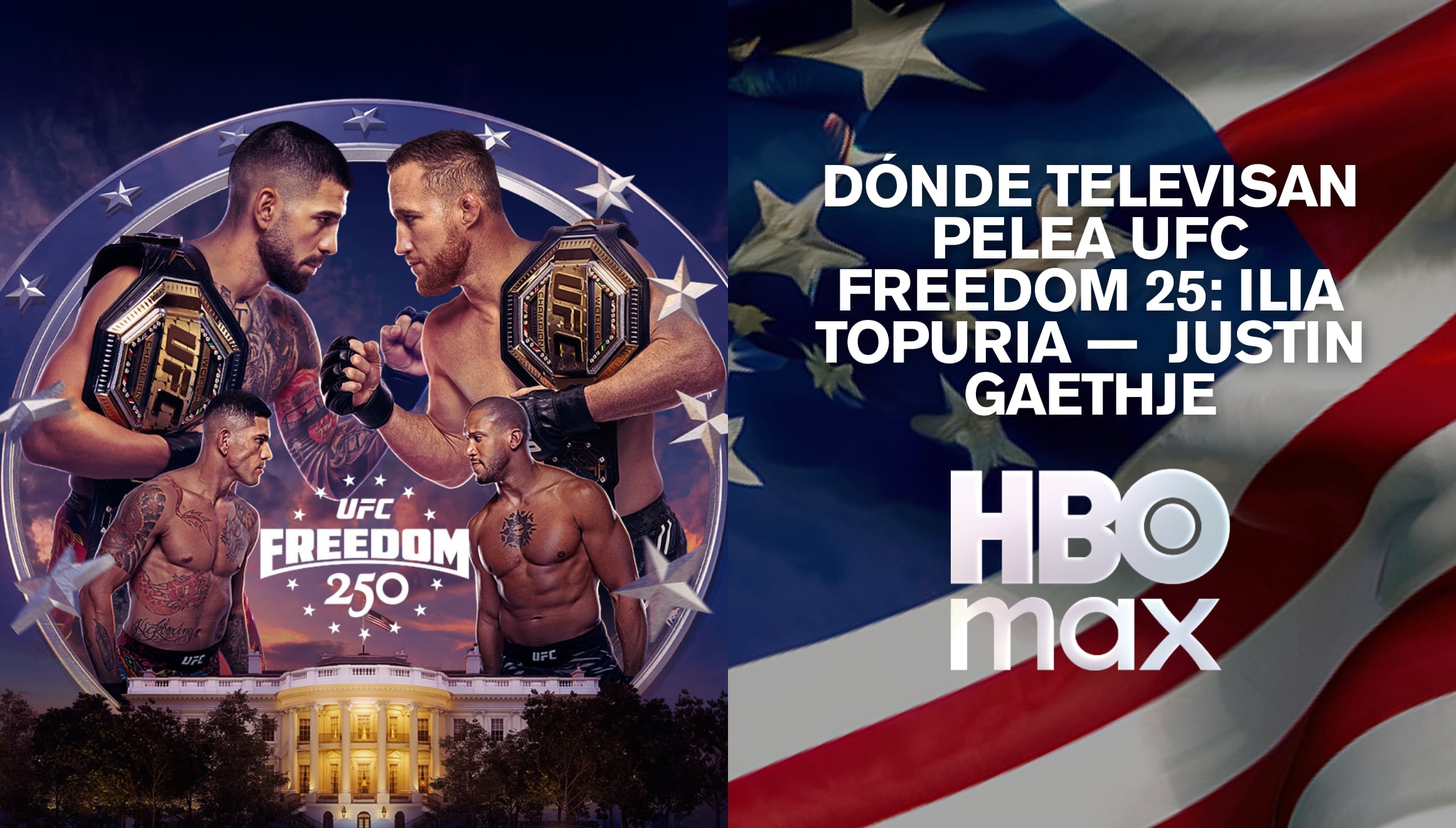 Ilia Topuria defenderá su posición en el octágono frente a Justin Gaethje. Siga la transmisión en directo para España por Eurosport televisión y la plataforma de streaming online HBO Max ahora. | Crédito: @ufc / Instagram / Composición Gestión Mix