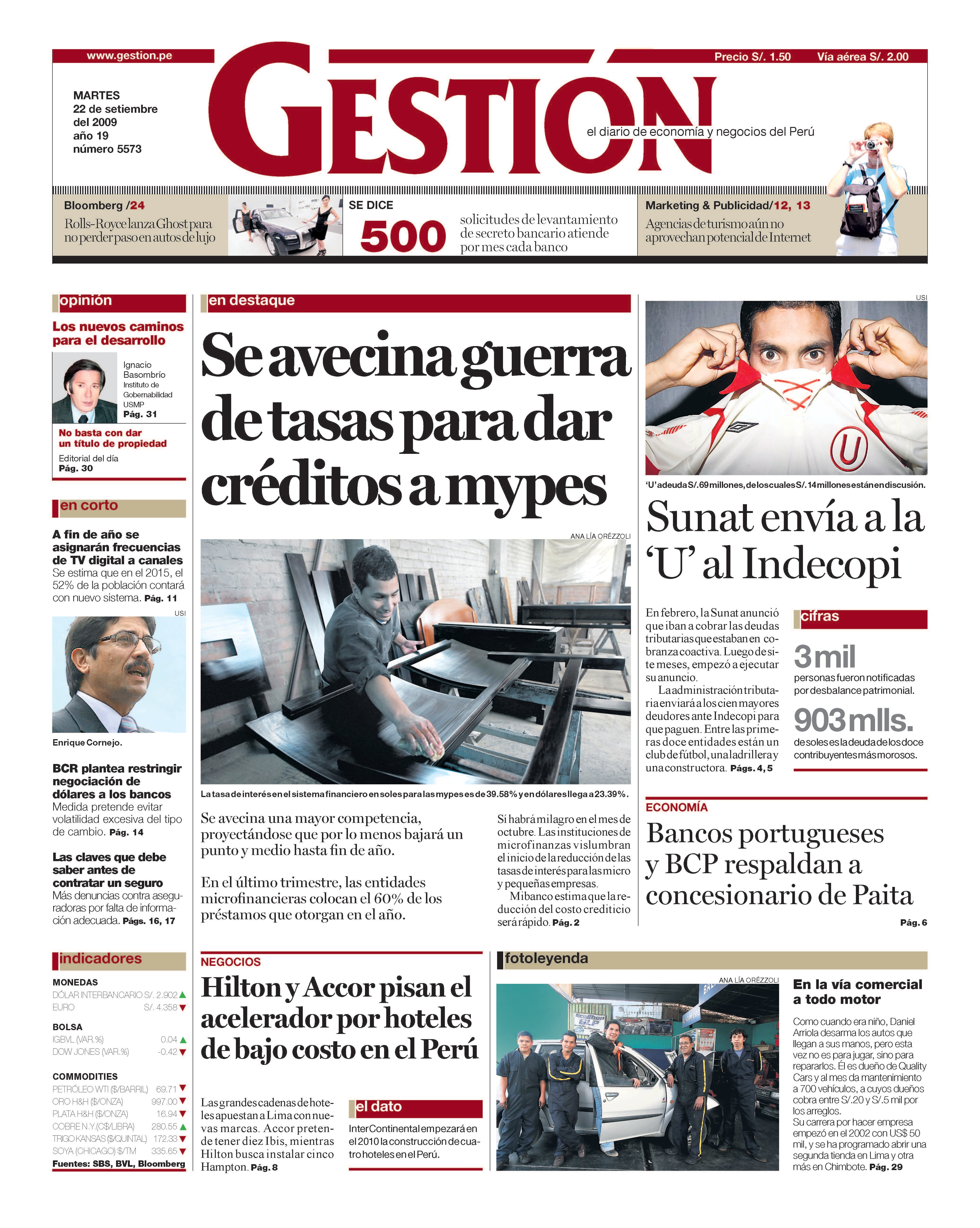 ¿Qué pasó en GESTIÓN un día como hoy, 22 de setiembre