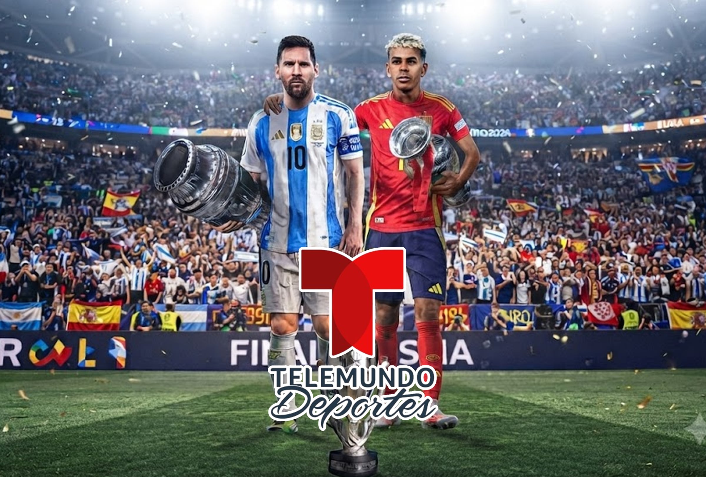EAST RUTHERFORD, NUEVA JERSEY (ESTADOS UNIDOS), 19/07/2026.- Cobertura oficial de TELEMUNDO DEPORTES AHORA (PEACOCK TV) EN VIVO ONLINE para ver el partido Argentina vs. España hoy por la gran final del Mundial 2026 en el MetLife Stadium de East Rutherford, Nueva Jersey. FOTO DE NOÉ YACTAYO