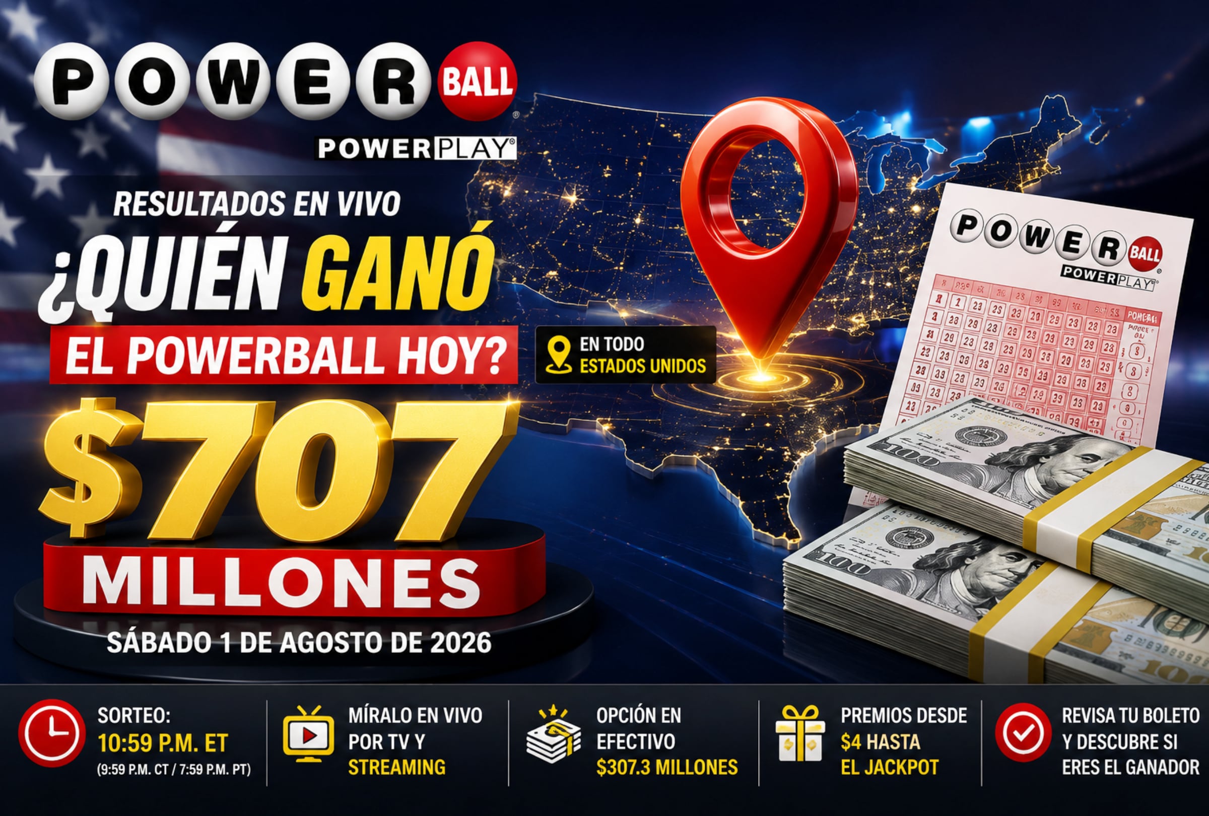 TALLAHASSEE, FLORIDA (ESTADOS UNIDOS), 01/08/2026.- Consulta quién ganó el Powerball del sábado, los seis números sorteados y las opciones de cobro del premio mayor acumulado. FOTO DE NOÉ YACTAYO