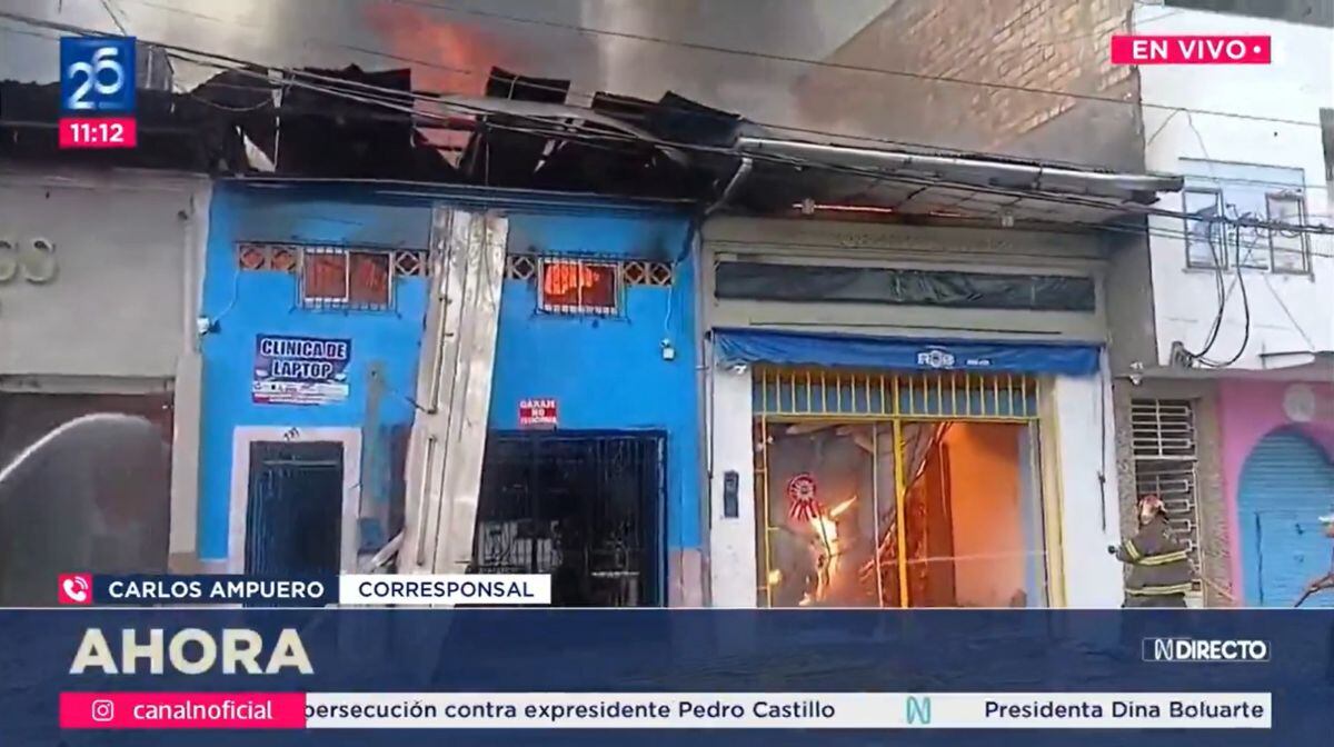 Debido al incendio, se reportaron daños en una vivienda y tres establecimientos. Foto: Captura Canal N.