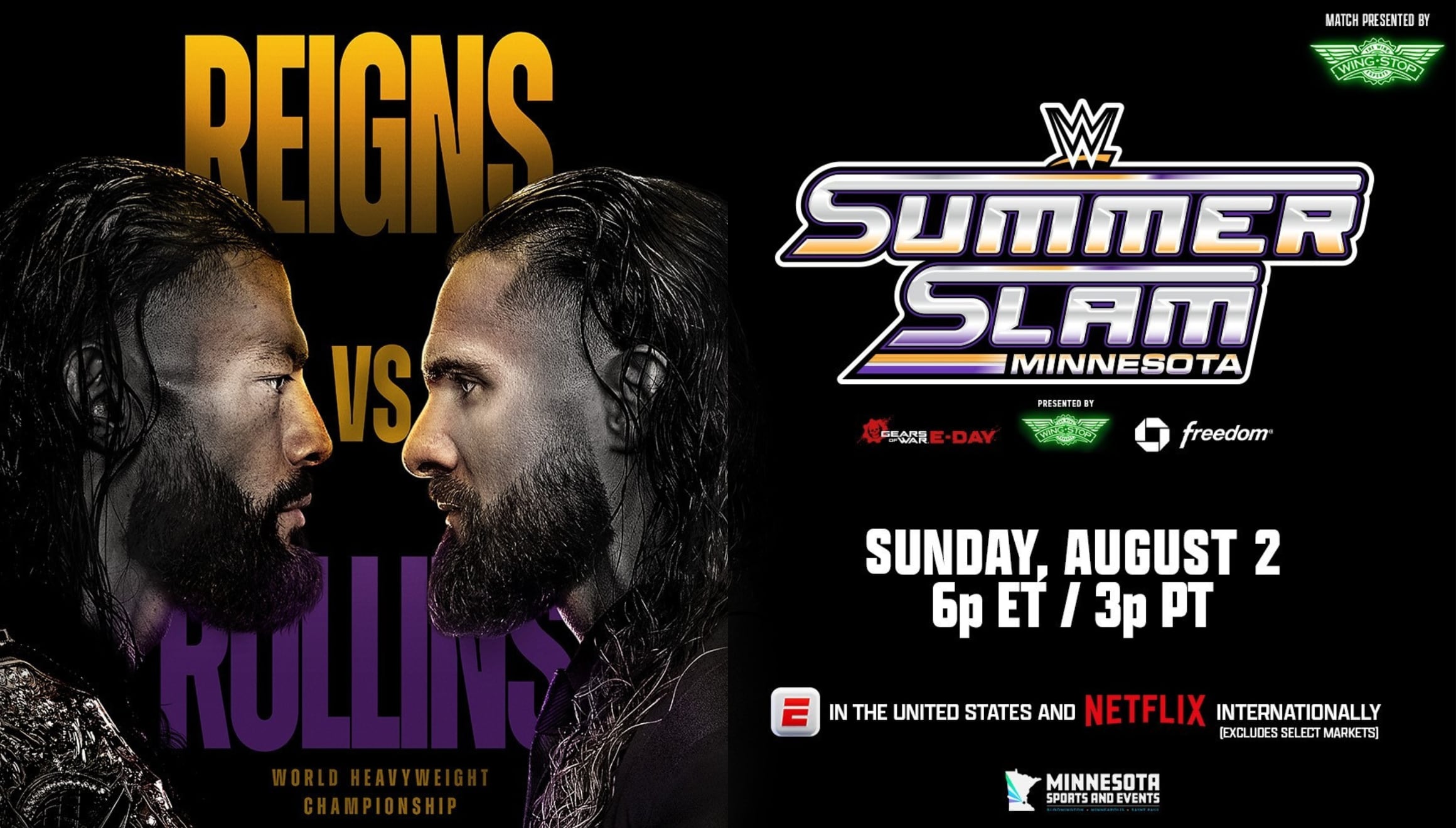 El brazo en alto del vencedor tras una intensa lucha en SummerSlam 2026 Night 2. Revise el resultado definitivo entre Roman Reigns y Seth Rollins y el saldo de la cartelera. | Crédito: wwe.com / Composición Gestión Mix