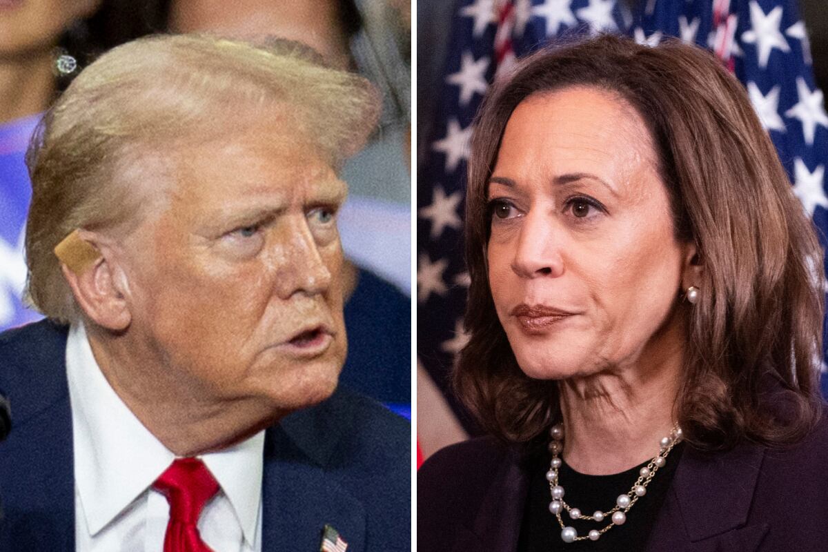 El expresidente de Estados Unidos y candidato republicano, Donald Trump; y la vicepresidenta estadounidense, Kamala Harris. (Fotos de LOGAN CYRUS / ROBERTO SCHMIDT / AFP)