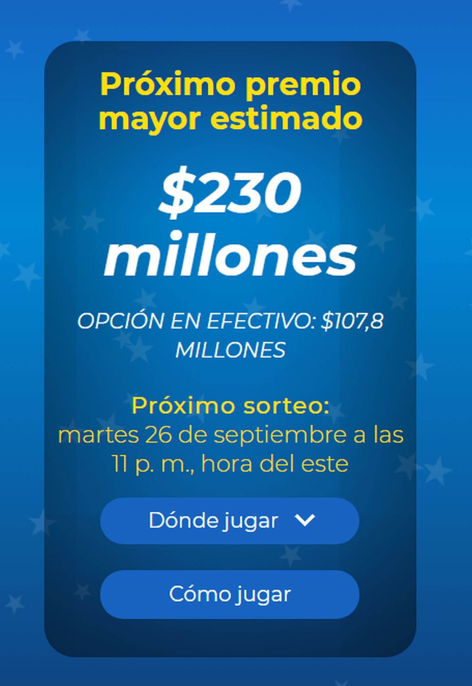 Sorteo de la lotería Mega Millions será el 26 de septiembre por más de 200 millones de dólares (Foto: Mega Millions)