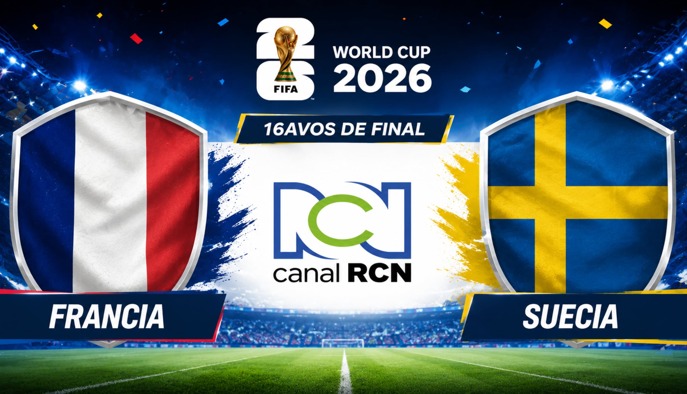 Señal del Canal RCN EN VIVO para seguir el partido de Francia vs. Suecia en directo, este martes 30 de junio, por los 16avos de final del Mundial de Fútbol 2026. (Foto: Imagen creada por Gestión Mix utilizando la IA de Chat GPT)