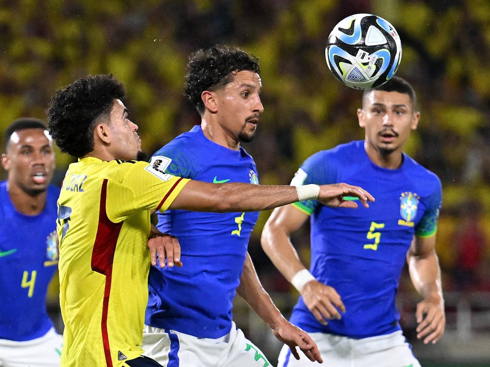 Señal oficial de Caracol TV para ver el partido Colombia vs. Brasil por el grupo D de la Copa América 2024 desde el Levi's Stadium de Santa Clara, California. (Foto: Juan BARRETO / AFP)