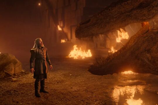 Hugh Hammer frente al imponente Vermithor en la temporada 2 de "House of the Dragon" (Foto: HBO)