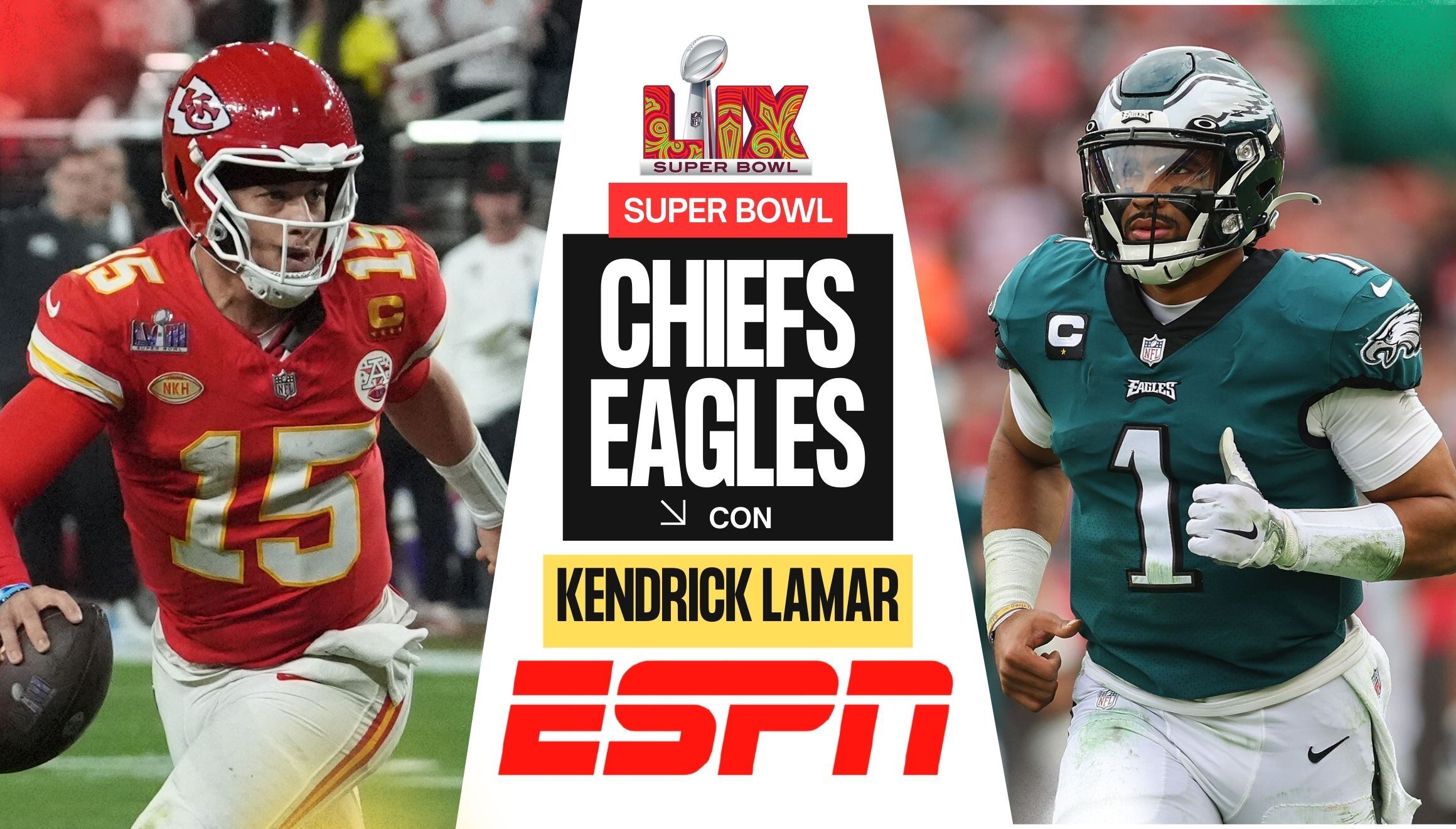 Cobertura oficial de ESPN Latinoamérica para ver el show de medio tiempo del Super Bowl 2025 con el juego final de la NFL este domingo 9 de febrero desde el Caesars Superdome de Nueva Orleans, Luisiana (Foto: Canva.com / Noé Yactayo / AFP / EFE)