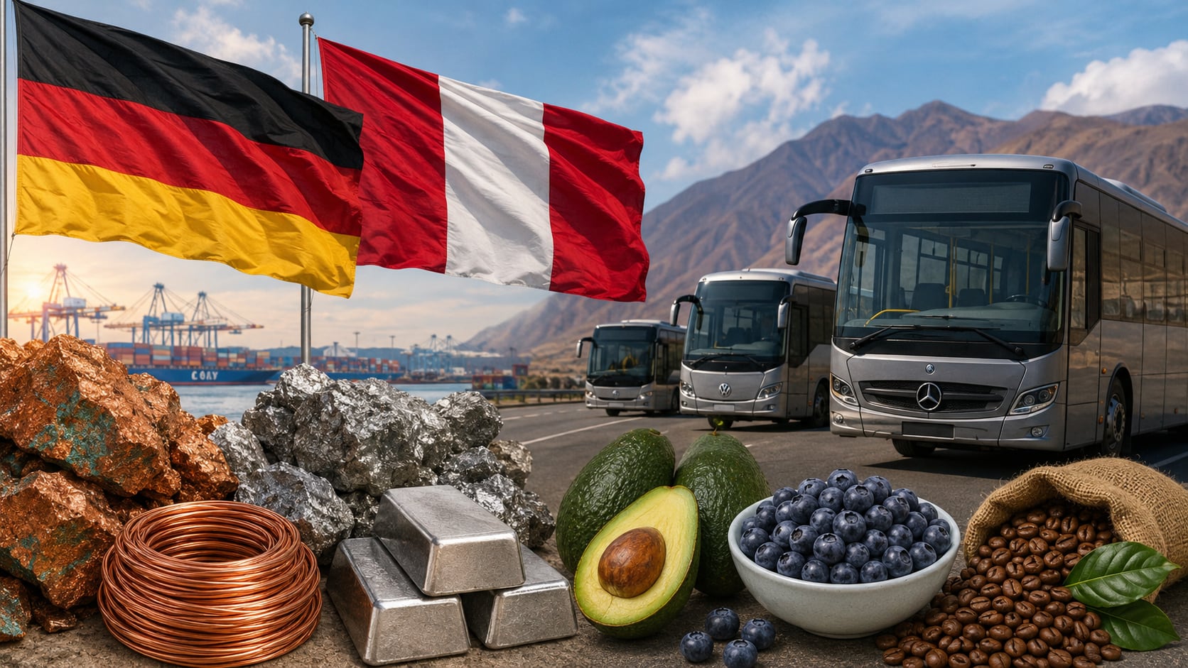 Wulff destacó que, con el nuevo quinquenio arrancando, observa varios frentes de colaboración e inversiones entre Perú y Alemania. Fotocomposición: ChatGPT, Alessandro Azurín, Diario Gestión.