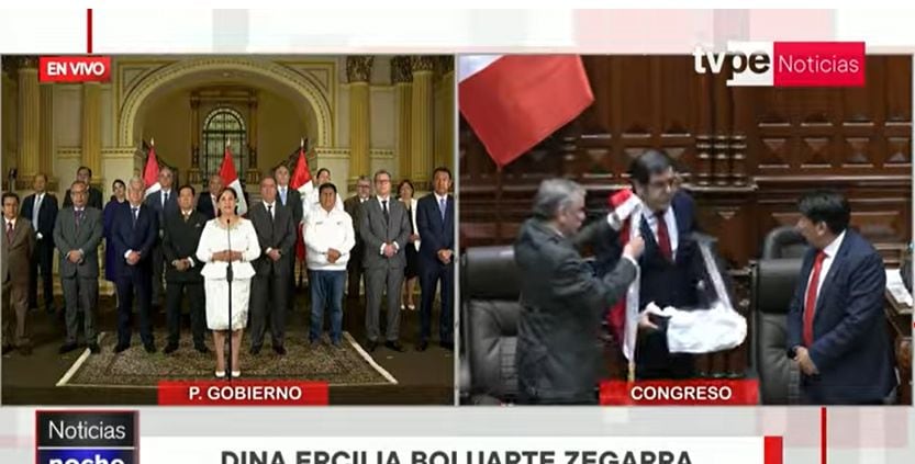 TVPerú prefirió trasmitir la juramentación de José Jerí en vez del último mensaje de Dina Boluarte en Palacio de Gobierno. (TVPerú)