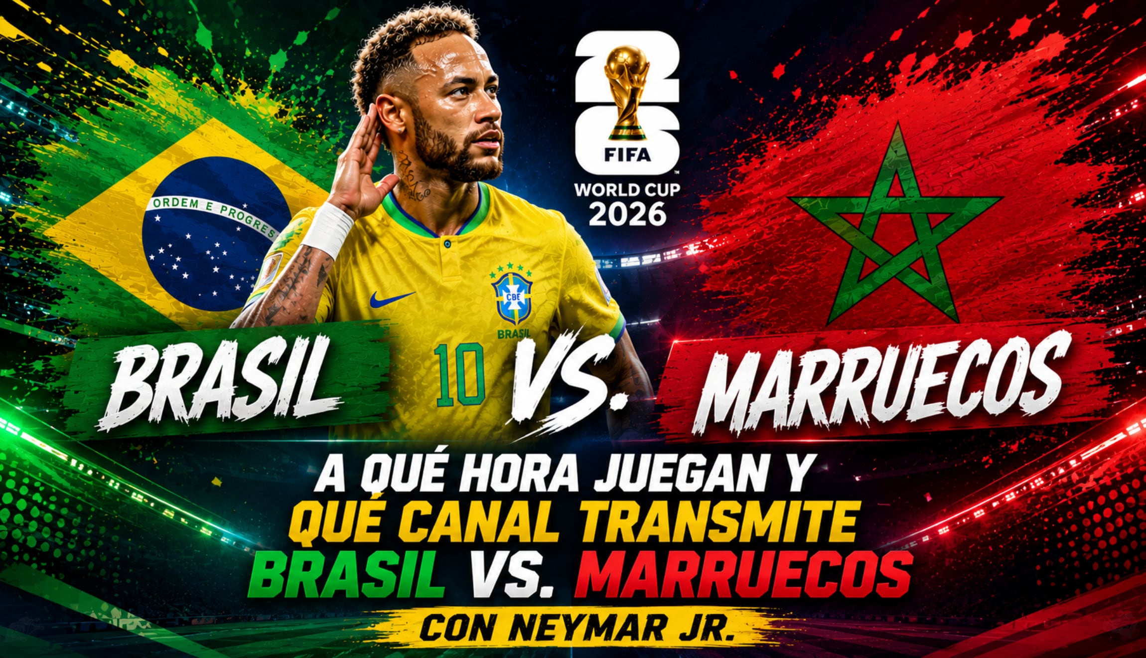 Con Neymar Jr. en el equipo de Carlo Ancelotti, mira el partido de Brasil vs. Marruecos en vivo por la Copa Mundial de Fútbol 2026, este sábado 13 de junio. (Foto: Imagen creada por Gestión Mix utilizando la IA de Chat GPT)
