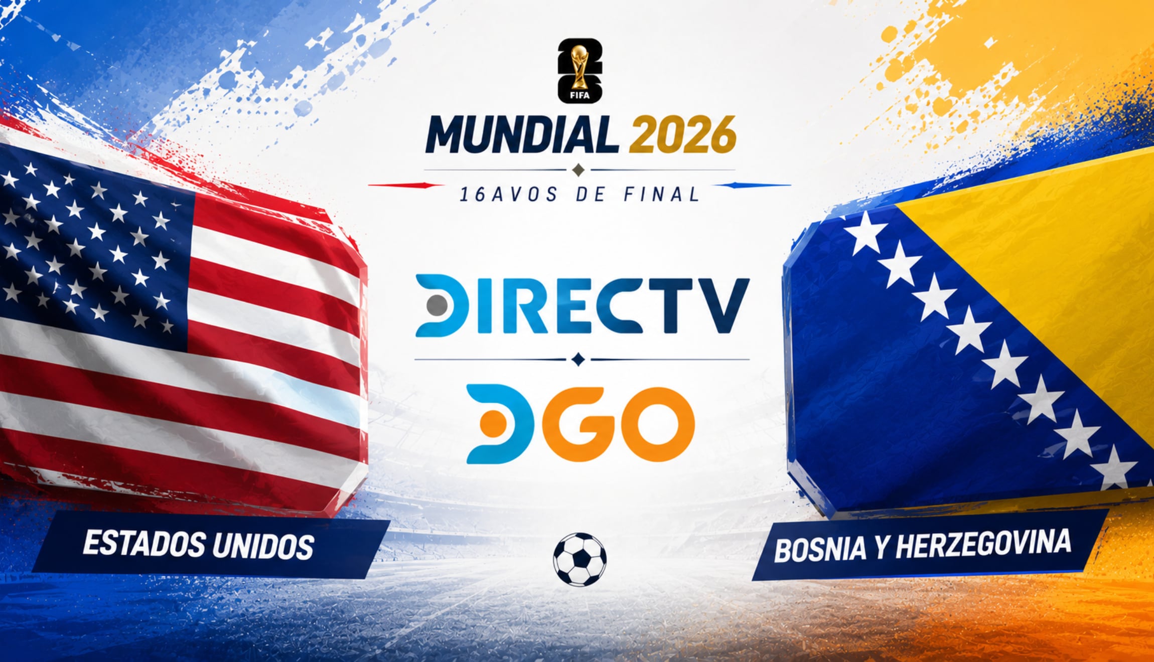 Señal de DIRECTV para ver la transmisión de Estados Unidos vs. Bosnia y Herzegovina, este miércoles 01 de julio, por los 16avos de final del Mundial de Fútbol 2026. (Foto: Imagen creada por Gestión Mix utilizando la IA de Chat GPT)