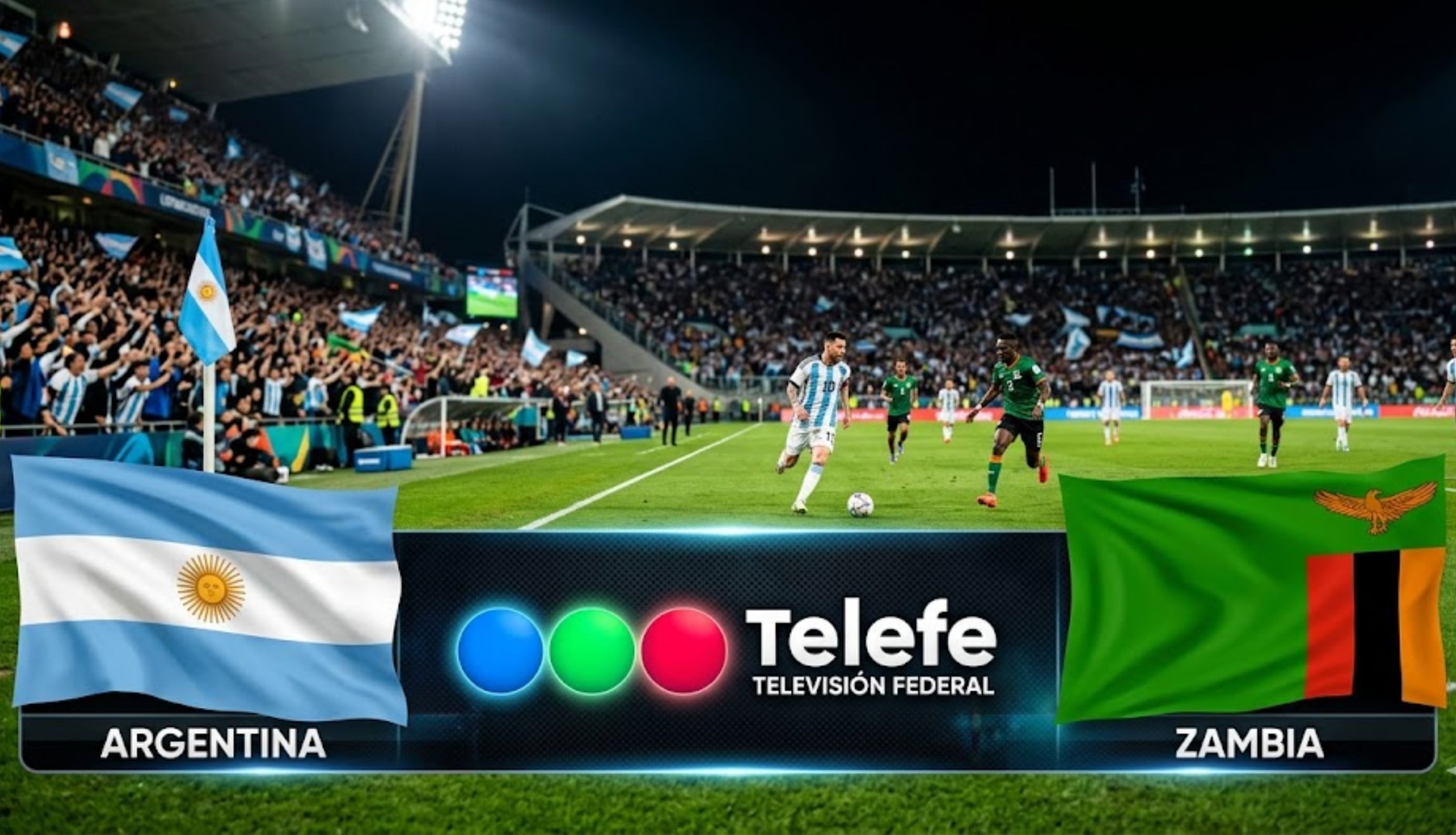 Transmisión de Telefe para seguir el partido de Argentina vs. Zambia este martes 31 de marzo, encuentro que se disputará en el Estadio La Bombonera. (Foto: Imagen creada por Gestión Mix utilizando la IA de Gemini)