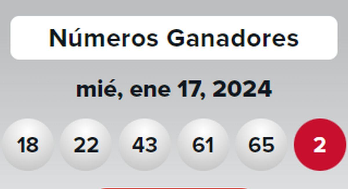 Los números ganadores de la lotería del 17 de enero de 2024 (Foto: Powerball)