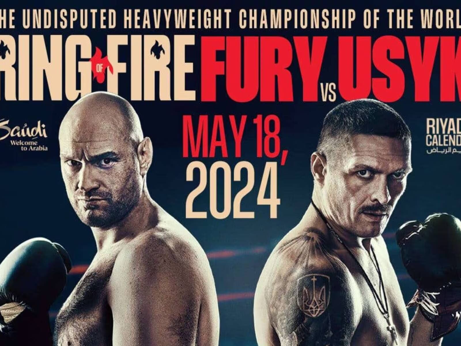 Sigue la pelea Tyson Fury y Oleksandr Usyk en vivo y en directo este sábado 18 de mayo vía DAZN PPV, ESPN+ y Star Plus por el cinturón peso pesado desde el Kingdom Arena de Arabia Saudita. (Foto: DAZN.com)