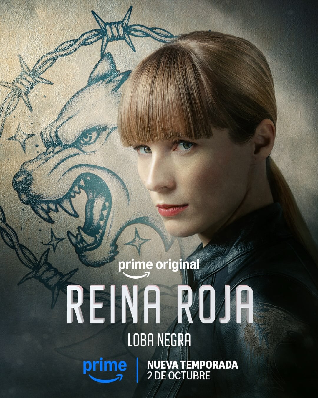 Javiera Sky como Loba Negra en el póster individual del personaje de "Reina Roja 2: Loba negra" (Foto: Amazon Studios)