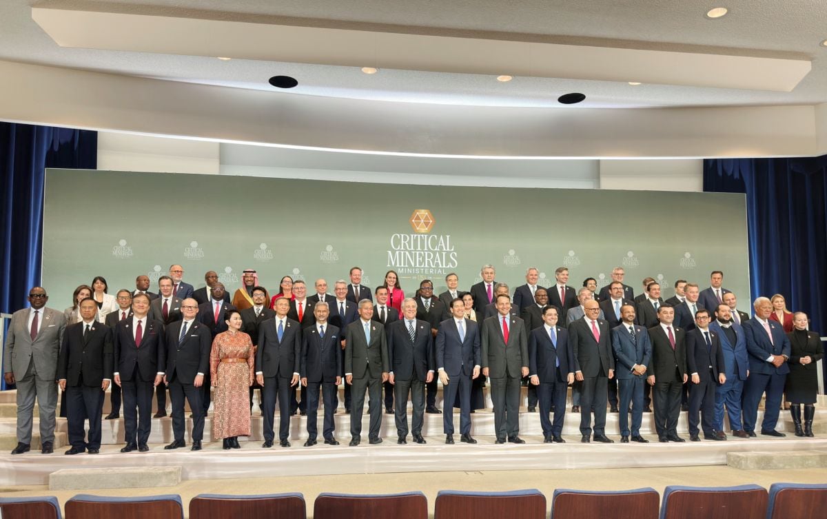 El canciller Hugo de Zela participó en la Reunión Ministerial sobre Minerales Críticos, que reunió a representantes de 55 países en Washington D.C. Foto: Cancillería.