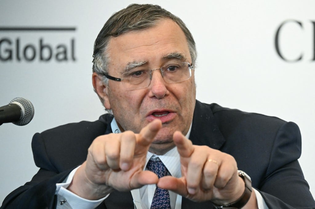 Patrick Pouyanne, CEO of TotalEnergies SE, speaks during 2026 CERAWeek by S&P Global energy conference in Houston, Texas on March 23, 2026. (Photo by RONALDO SCHEMIDT / AFP)
