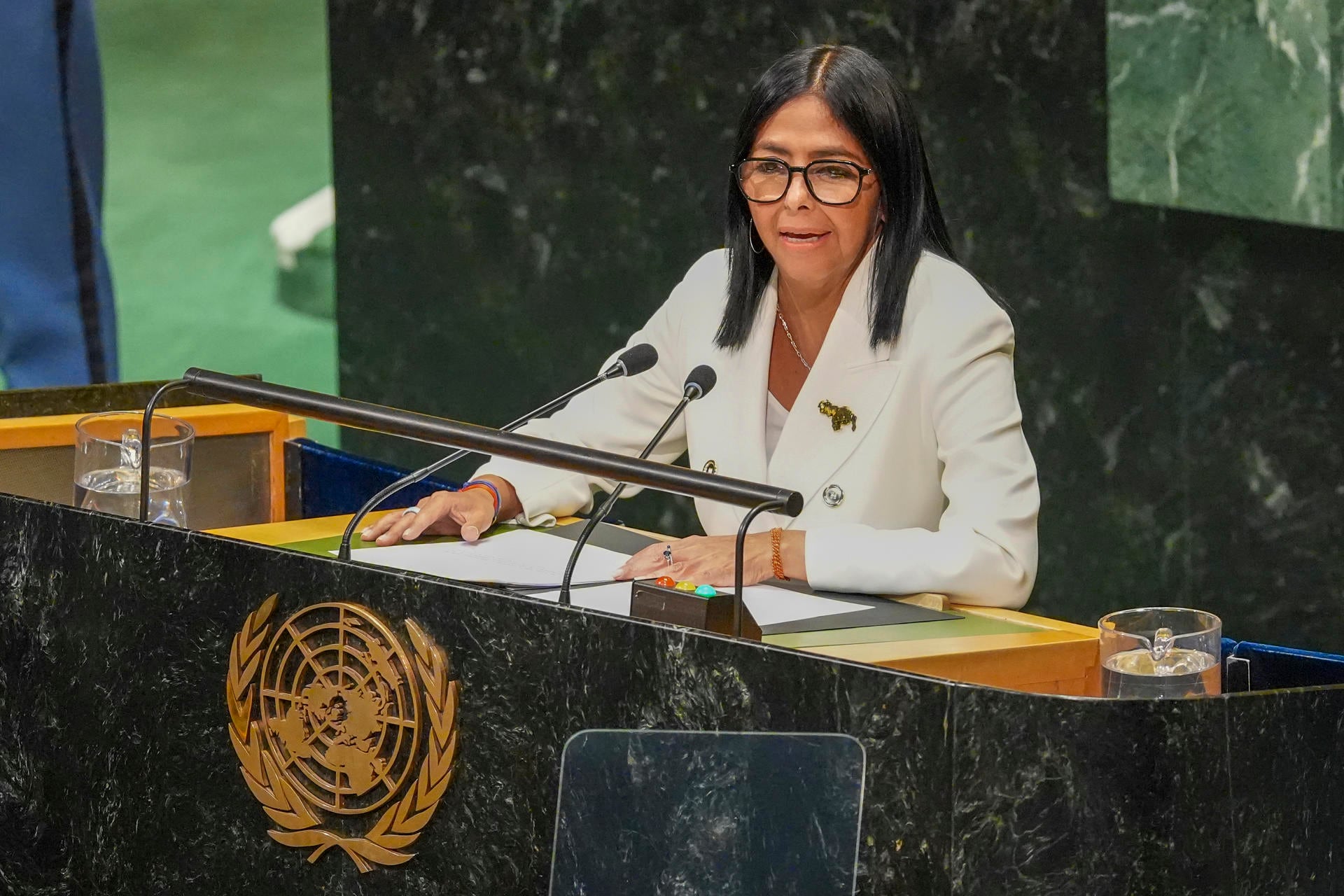 La presidenta de Venezuela, Delcy Rodríguez, reivindicó el acuerdo petrolero con Estados Unidos firmado el pasado 28 de agosto como uno de los "más grandes jamás suscrito". (EFE/ Ángel Colmenares)
