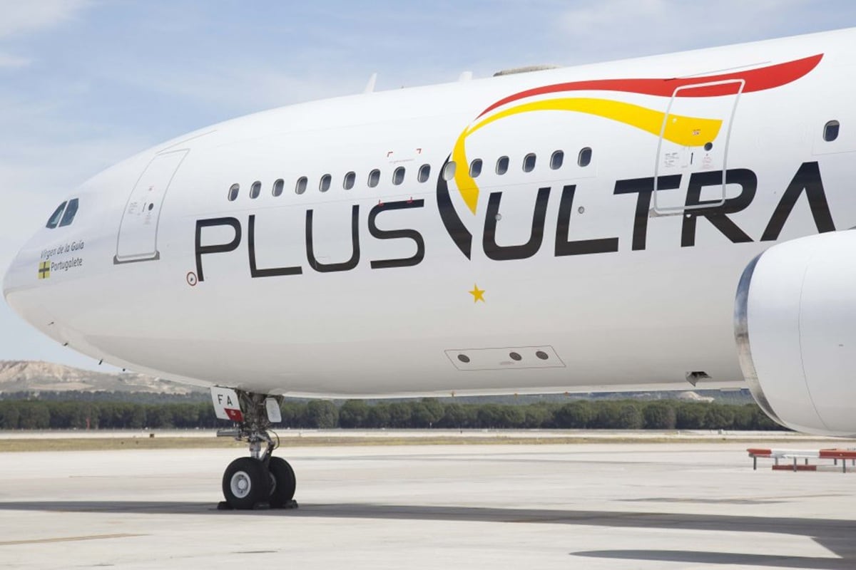 Un avión de la aerolínea española Plus Ultra, que reanudará sus vuelos entre Venezuela y España el 30 de junio. (Foto: Plus Ultra)
