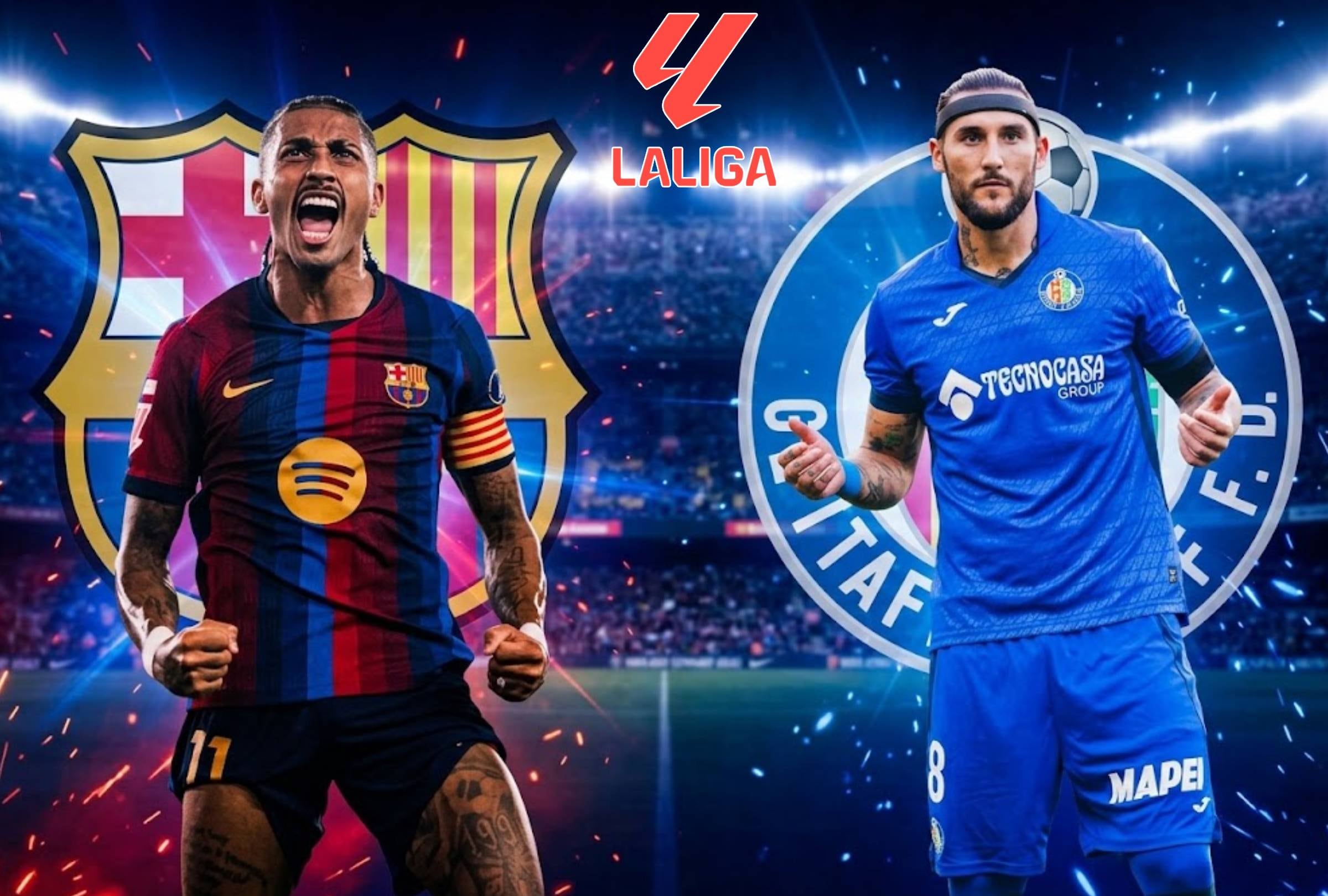 BARCELONA, CATALUÑA (ESPAÑA), 10/10/2026. En qué canal ver EN DIRECTO el partido de Barcelona vs. Getafe que juegan hoy en Spotify Camp Nou. FOTO: Imagen creada por Gemini.
