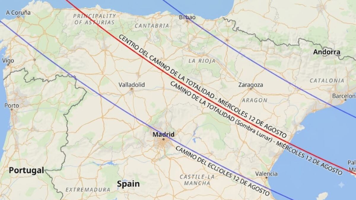 Eclipse solar total 2026: mapa para saber si tu ciudad está dentro de la trayectoria